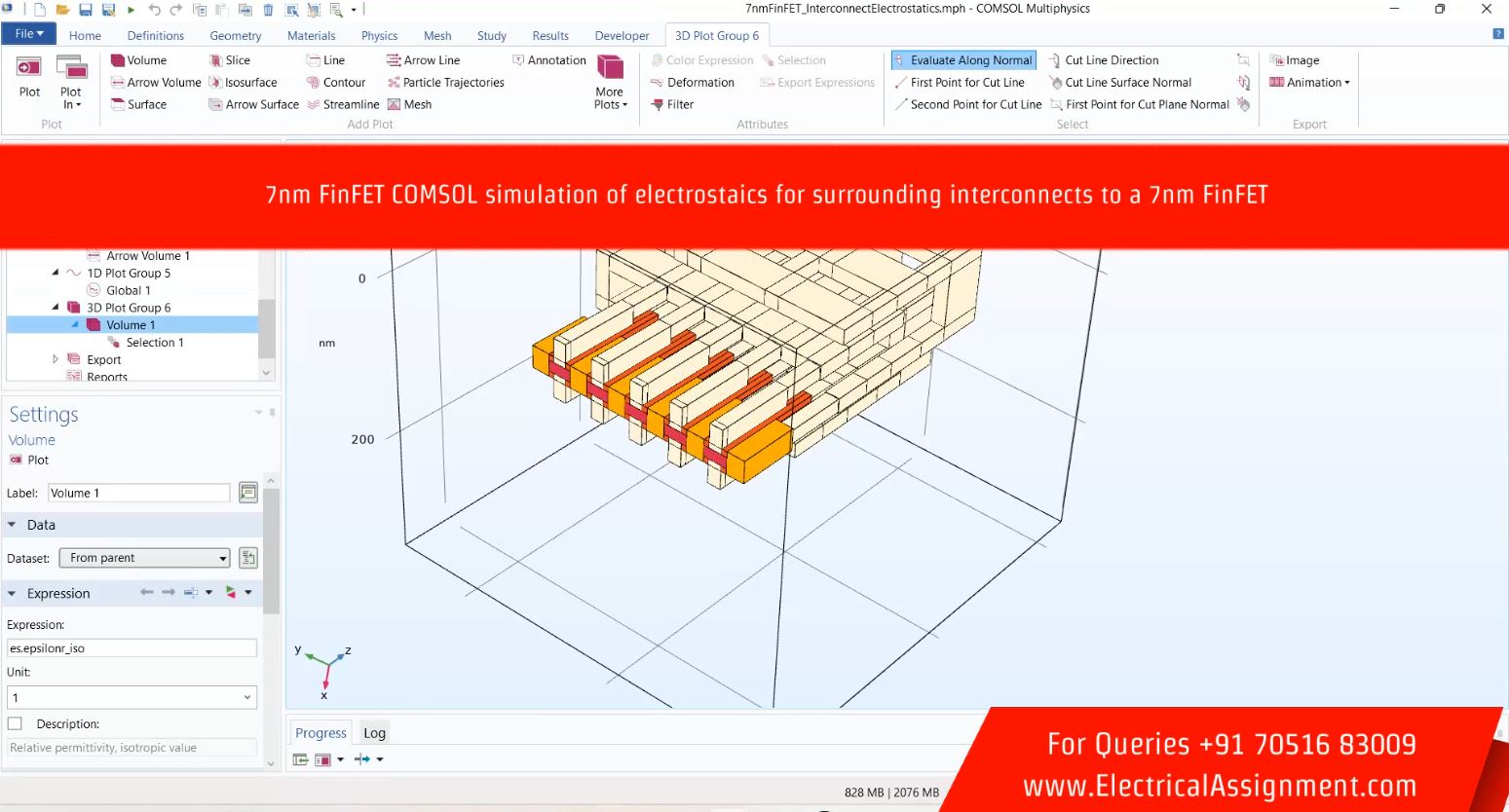 7nm FinFET COMSOL simulation of electrostaics for surrounding interconnects to a 7nm FinFET simulation output result 5 7nm FinFET COMSOL simulation of electrostaics for surrounding interconnects to a 7nm FinFET simulation output result 5