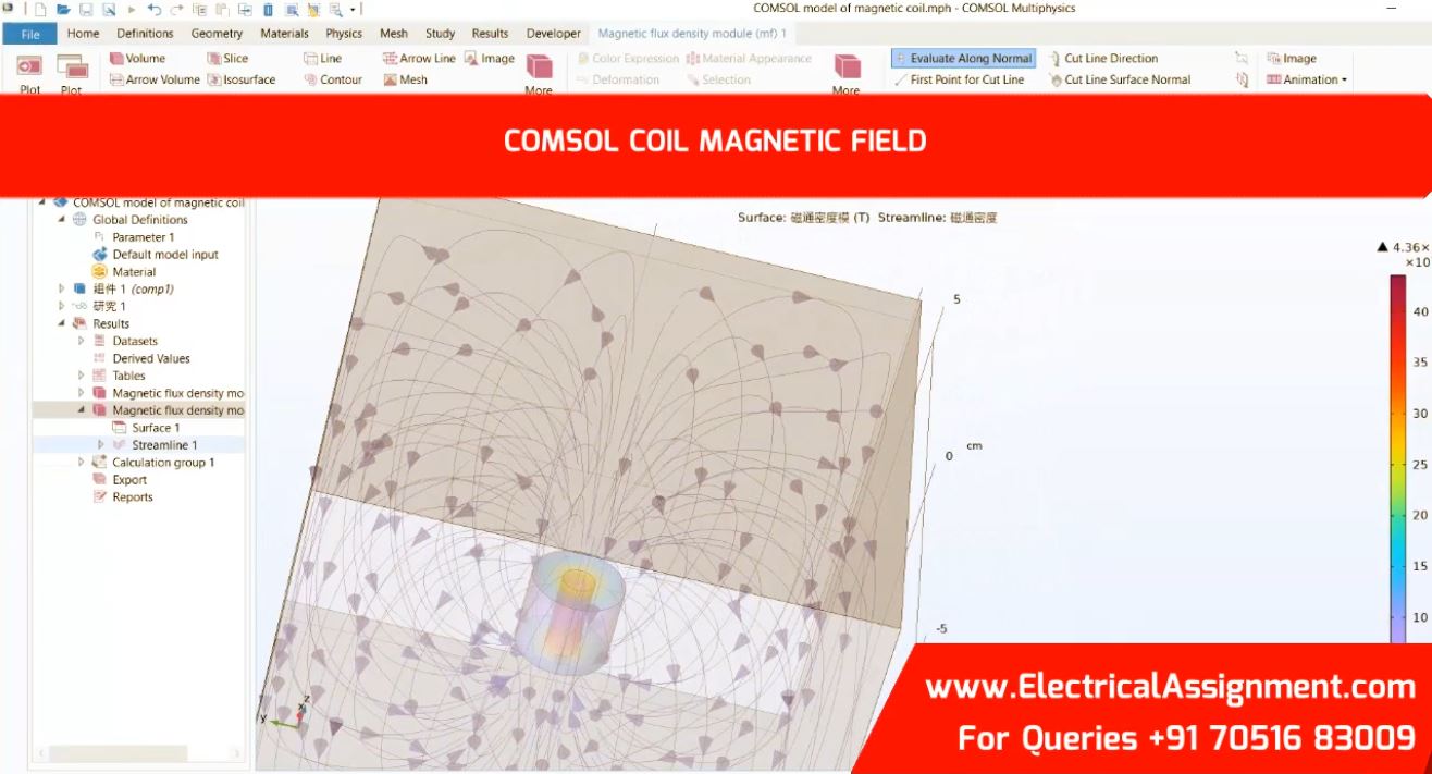 COMSOL COIL MAGNETIC FIELD simulation output result 4 COMSOL COIL MAGNETIC FIELD simulation output result 4