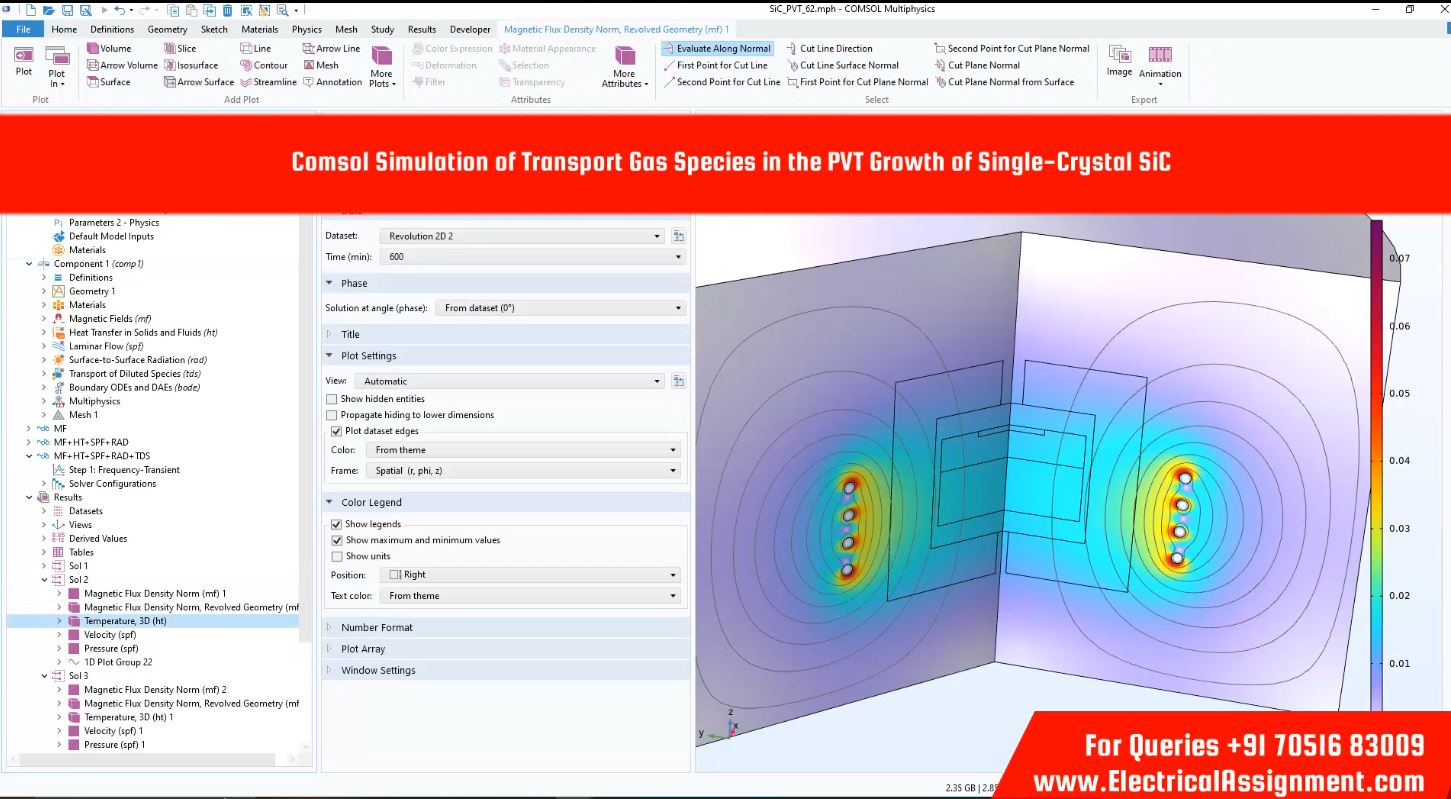 Comsol Simulation of Transport Gas Species in the PVT Growth of Single-Crystal SiC simulation output result 1 Comsol Simulation of Transport Gas Species in the PVT Growth of Single-Crystal SiC simulation output result 1