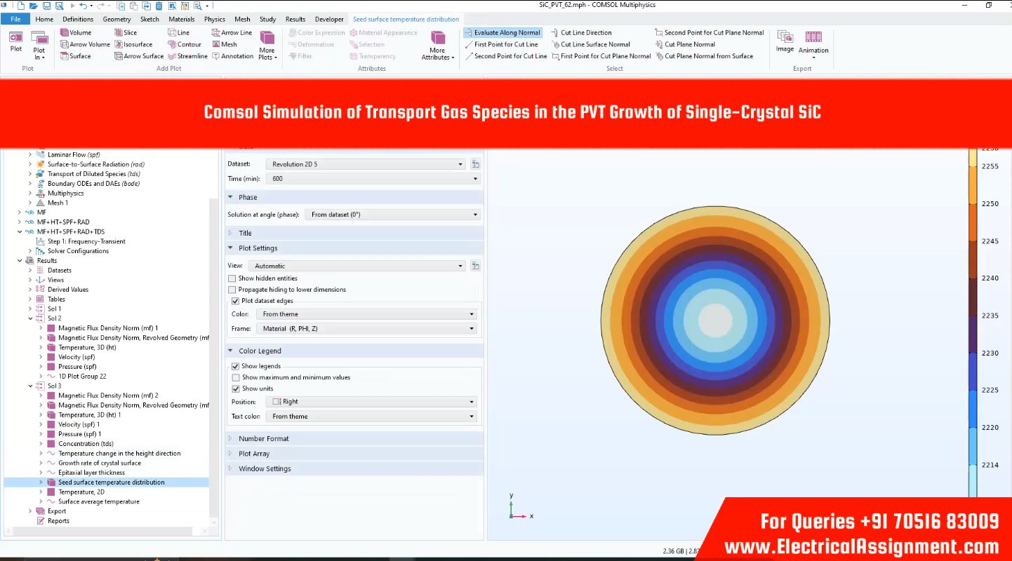 Comsol Simulation of Transport Gas Species in the PVT Growth of Single-Crystal SiC simulation output result 5 Comsol Simulation of Transport Gas Species in the PVT Growth of Single-Crystal SiC simulation output result 5