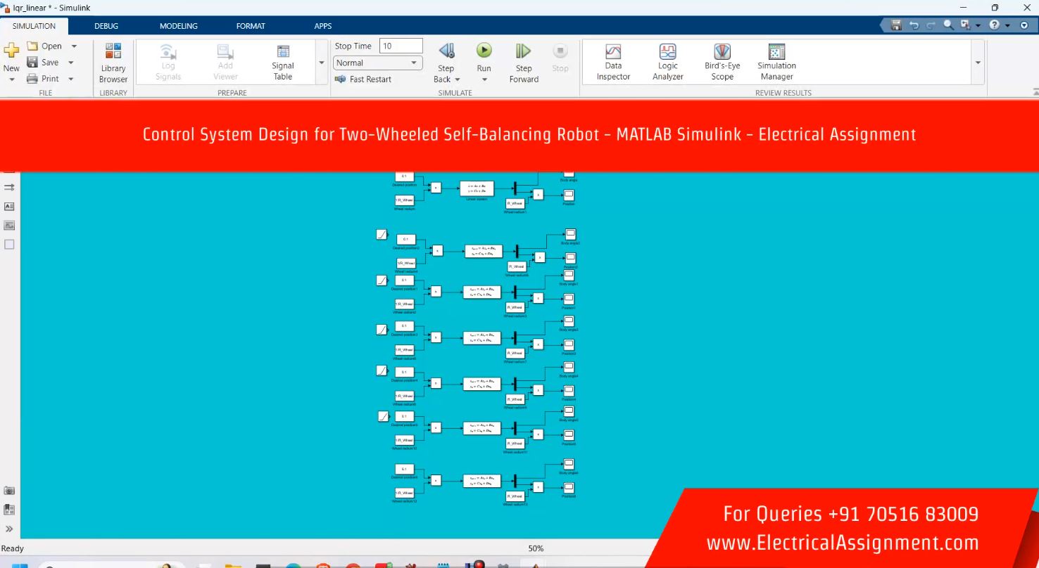Control System Design for Two-Wheeled Self-Balancing Robot - MATLAB Simulink simulation output result 1 Control System Design for Two-Wheeled Self-Balancing Robot - MATLAB Simulink simulation output result 1