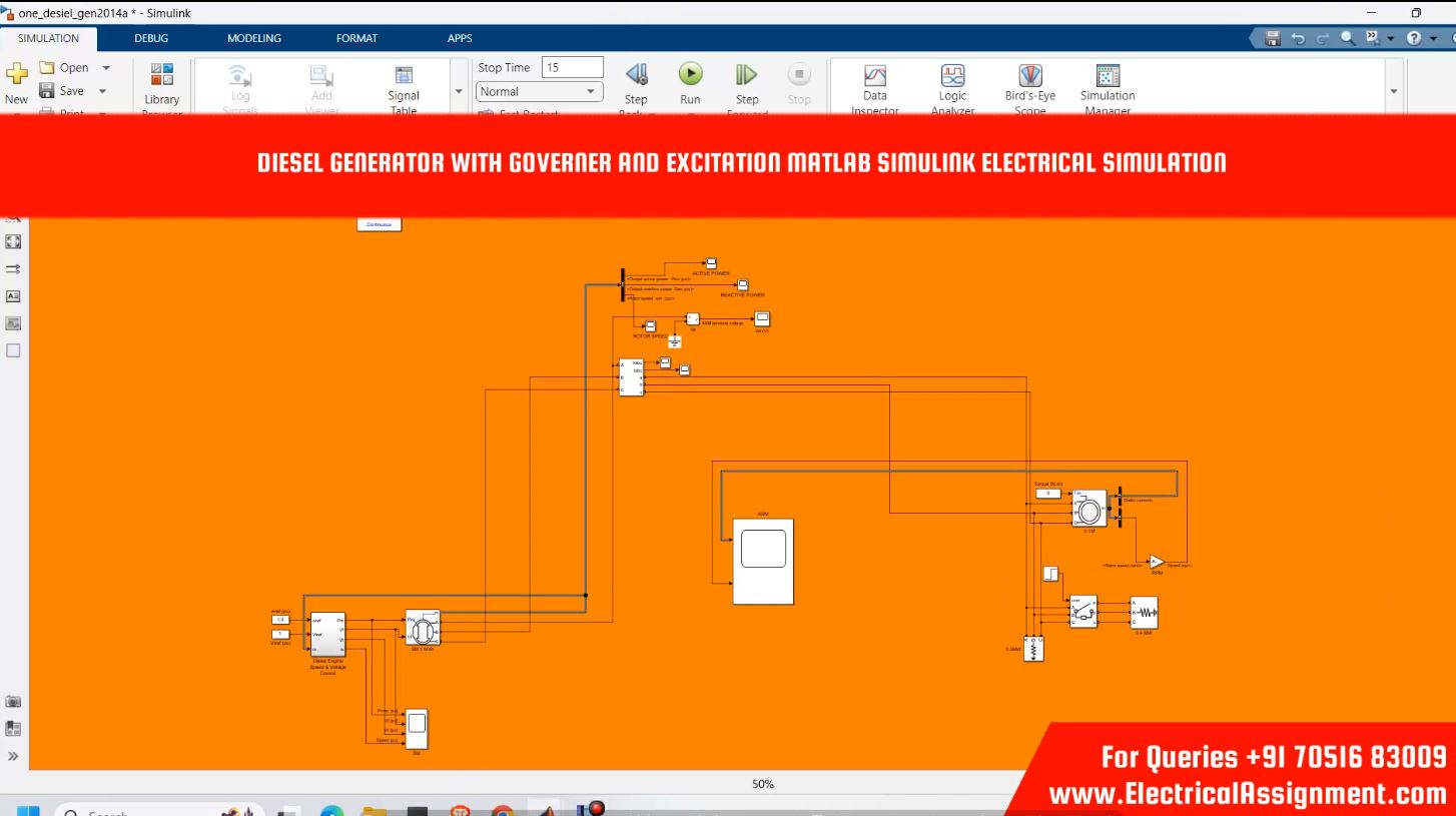 DIESEL GENERATOR WITH GOVERNER AND EXCITATION MATLAB SIMULINK ELECTRICAL SIMULATION simulation output result 4 DIESEL GENERATOR WITH GOVERNER AND EXCITATION MATLAB SIMULINK ELECTRICAL SIMULATION simulation output result 4