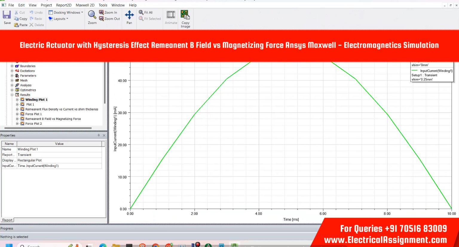 Electric Actuator with Hysteresis Effect Remeanent B Field vs Magnetizing Force Ansys Maxwell - Electromagnetics Simulation simulation output result 1 Electric Actuator with Hysteresis Effect Remeanent B Field vs Magnetizing Force Ansys Maxwell - Electromagnetics Simulation simulation output result 1