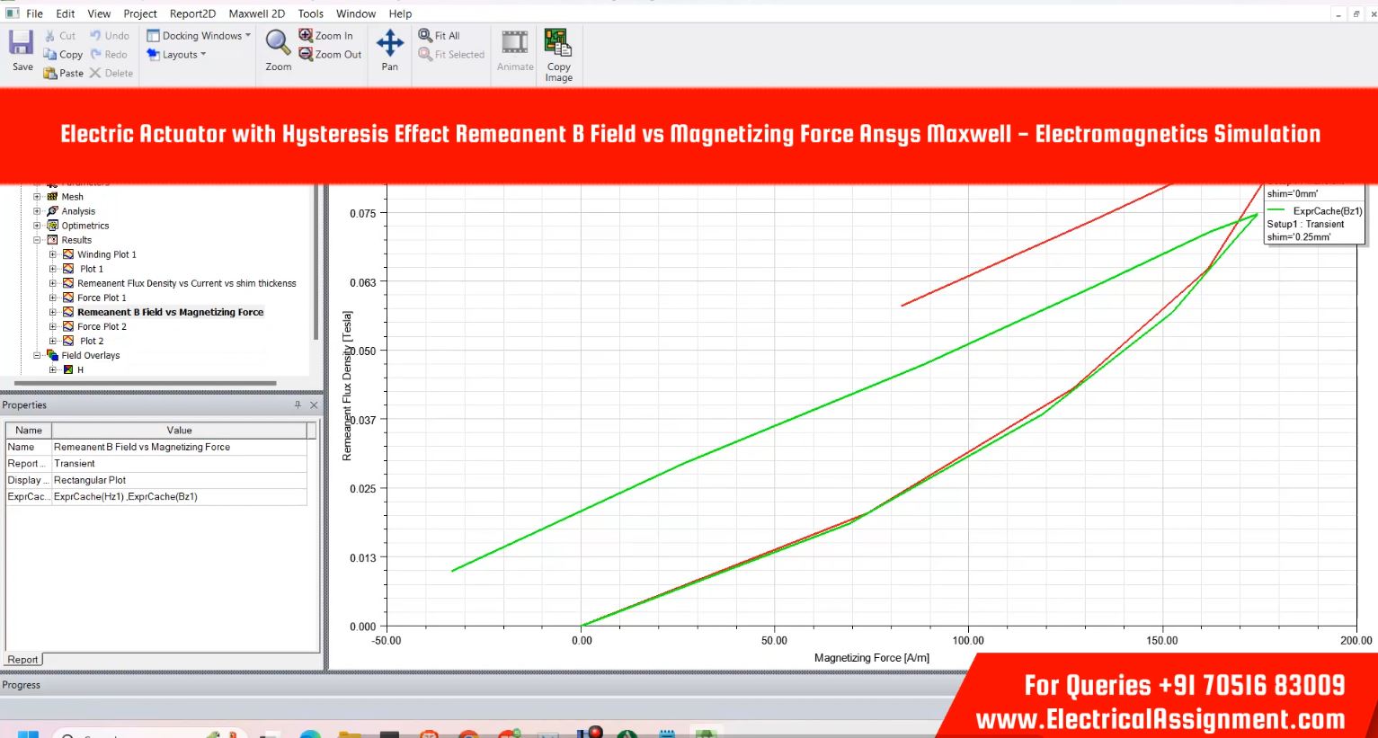 Electric Actuator with Hysteresis Effect Remeanent B Field vs Magnetizing Force Ansys Maxwell - Electromagnetics Simulation simulation output result 2 Electric Actuator with Hysteresis Effect Remeanent B Field vs Magnetizing Force Ansys Maxwell - Electromagnetics Simulation simulation output result 2