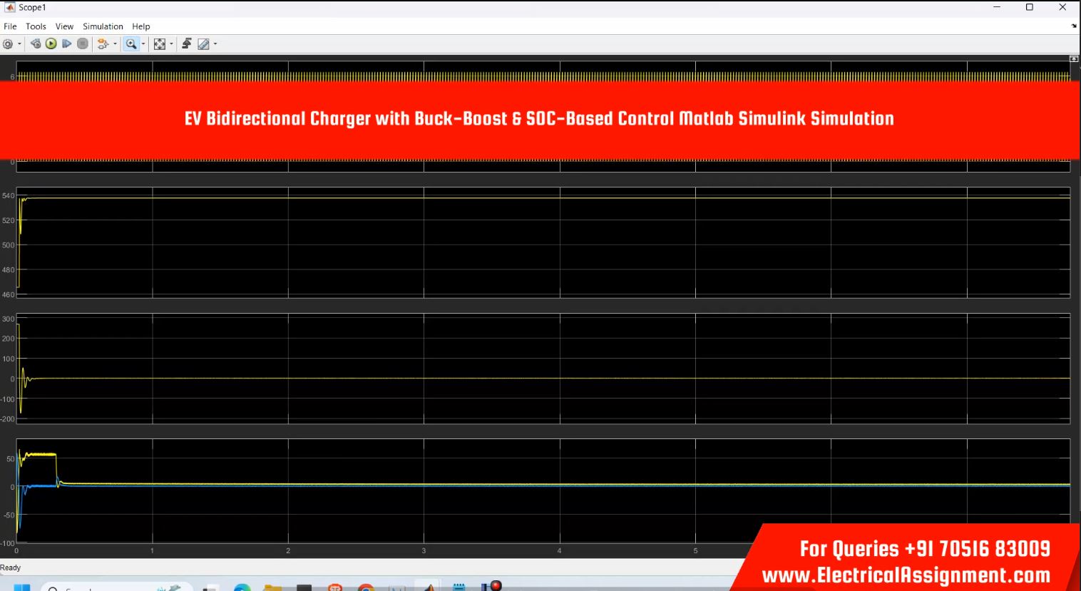 EV Bidirectional Charger with Buck-Boost & SOC-Based Control Matlab Simulink Simulation simulation output result 3 EV Bidirectional Charger with Buck-Boost & SOC-Based Control Matlab Simulink Simulation simulation output result 3