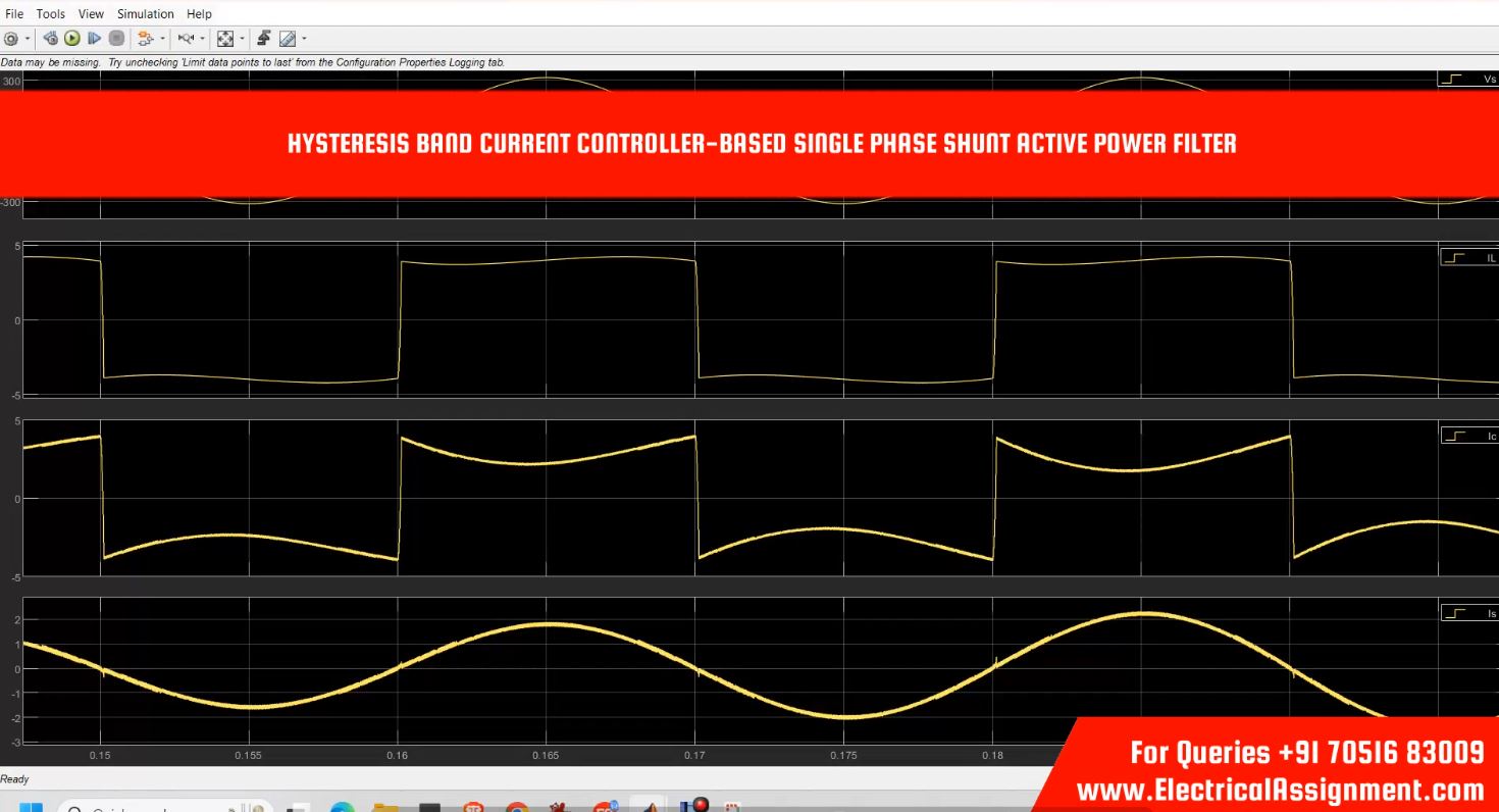 Hysteresis PWM of Shunt Active Power Filter with LED load Matlab simulink simulation simulation output result 4 Hysteresis PWM of Shunt Active Power Filter with LED load Matlab simulink simulation simulation output result 4