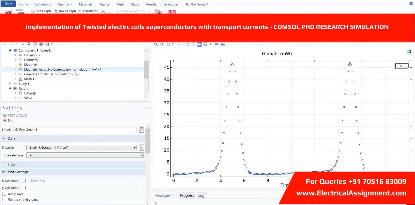 Implementation of Twisted electirc coils superconductors with transport currents - COMSOL PHD RESEARCH SIMULATION simulation output result 1 Implementation of Twisted electirc coils superconductors with transport currents - COMSOL PHD RESEARCH SIMULATION simulation output result 1