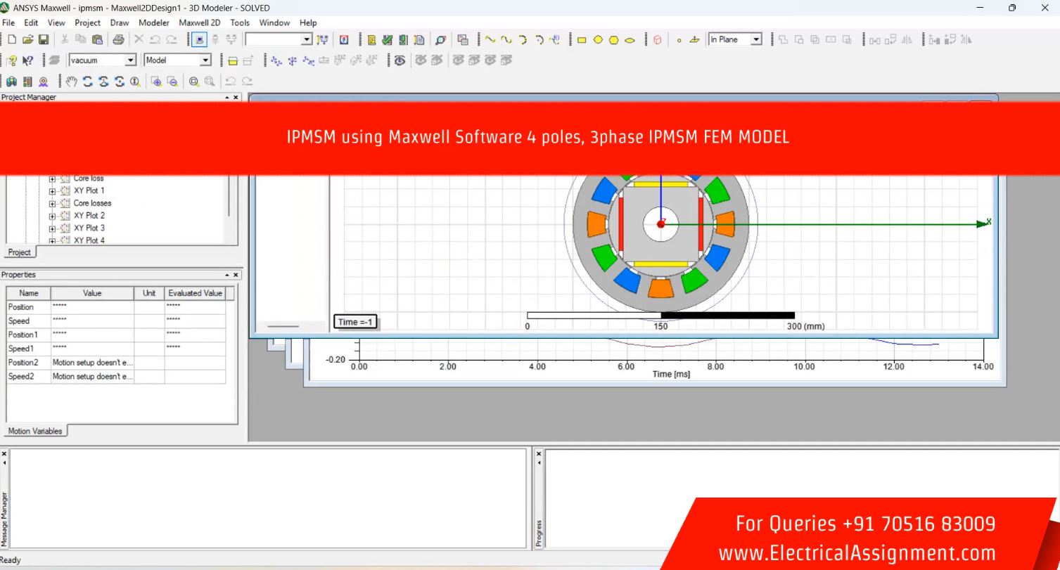 IPMSM using Maxwell Software 4 poles, 3phase IPMSM FEM MODEL simulation output result 1 IPMSM using Maxwell Software 4 poles, 3phase IPMSM FEM MODEL simulation output result 1