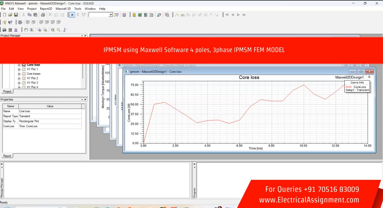 IPMSM using Maxwell Software 4 poles, 3phase IPMSM FEM MODEL simulation output result 2 IPMSM using Maxwell Software 4 poles, 3phase IPMSM FEM MODEL simulation output result 2