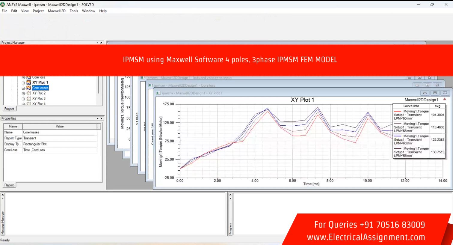IPMSM using Maxwell Software 4 poles, 3phase IPMSM FEM MODEL simulation output result 3 IPMSM using Maxwell Software 4 poles, 3phase IPMSM FEM MODEL simulation output result 3