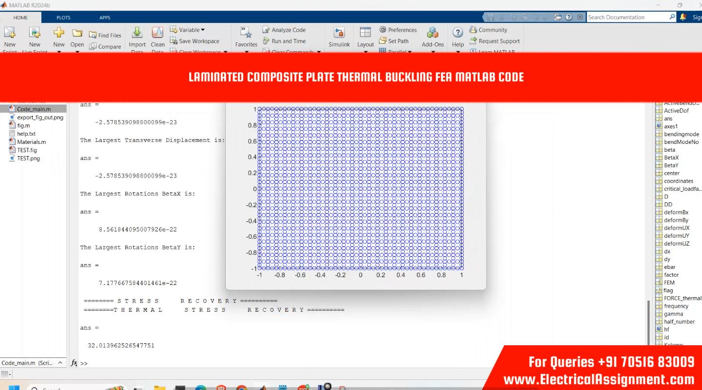 LAMINATED COMPOSITE PLATE THERMAL BUCKLING FEA MATLAB CODE simulation output result 5 LAMINATED COMPOSITE PLATE THERMAL BUCKLING FEA MATLAB CODE simulation output result 5