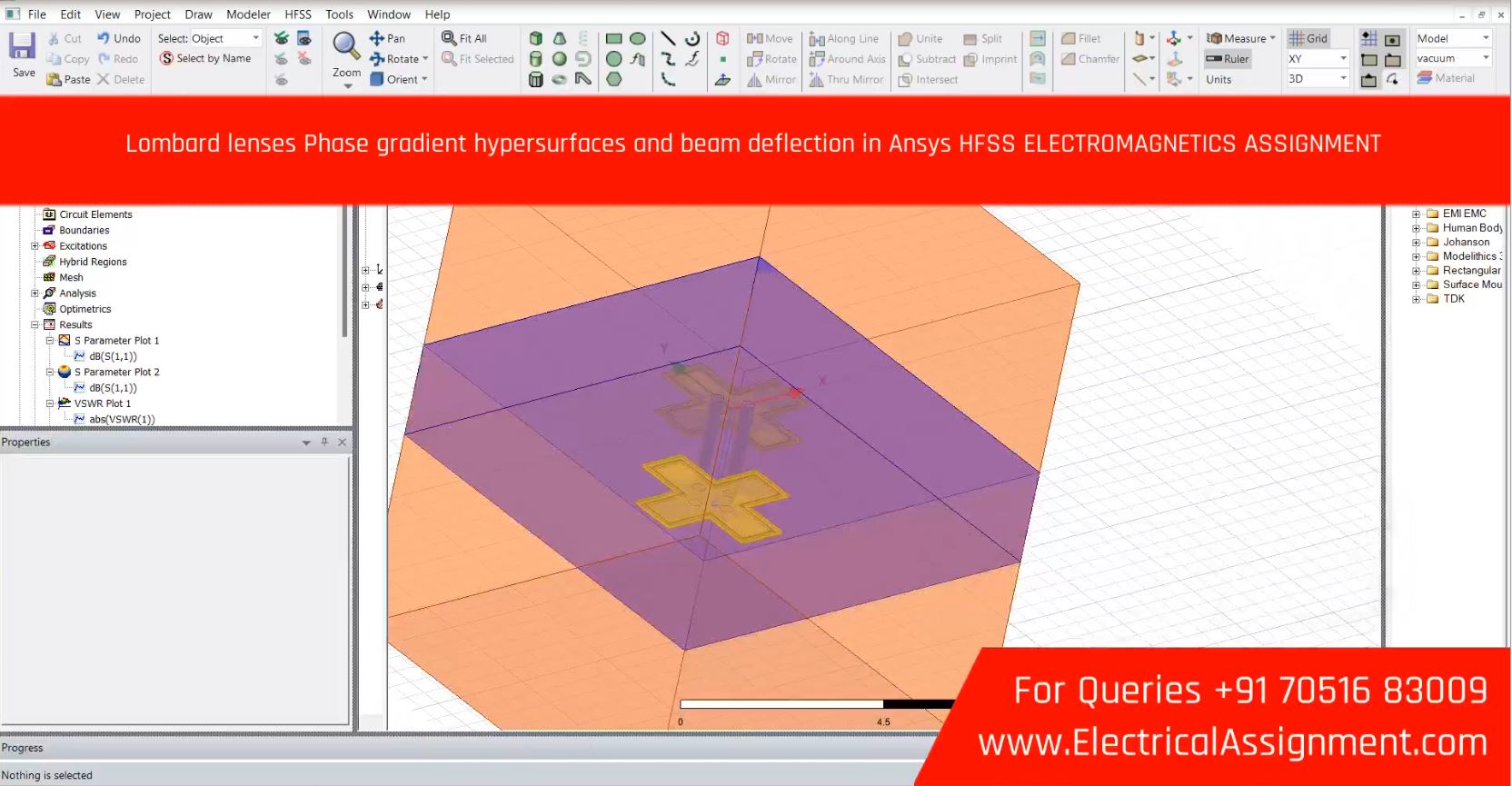 Lombard lenses Phase gradient hypersurfaces and beam deflection in Ansys HFSS ELECTROMAGNETICS ASSIGNMENT simulation output result 4 Lombard lenses Phase gradient hypersurfaces and beam deflection in Ansys HFSS ELECTROMAGNETICS ASSIGNMENT simulation output result 4