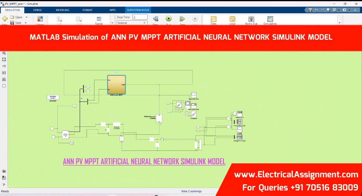 MATLAB Simulation of ANN PV MPPT ARTIFICIAL NEURAL NETWORK SIMULINK MODEL simulation output result 2 MATLAB Simulation of ANN PV MPPT ARTIFICIAL NEURAL NETWORK SIMULINK MODEL simulation output result 2