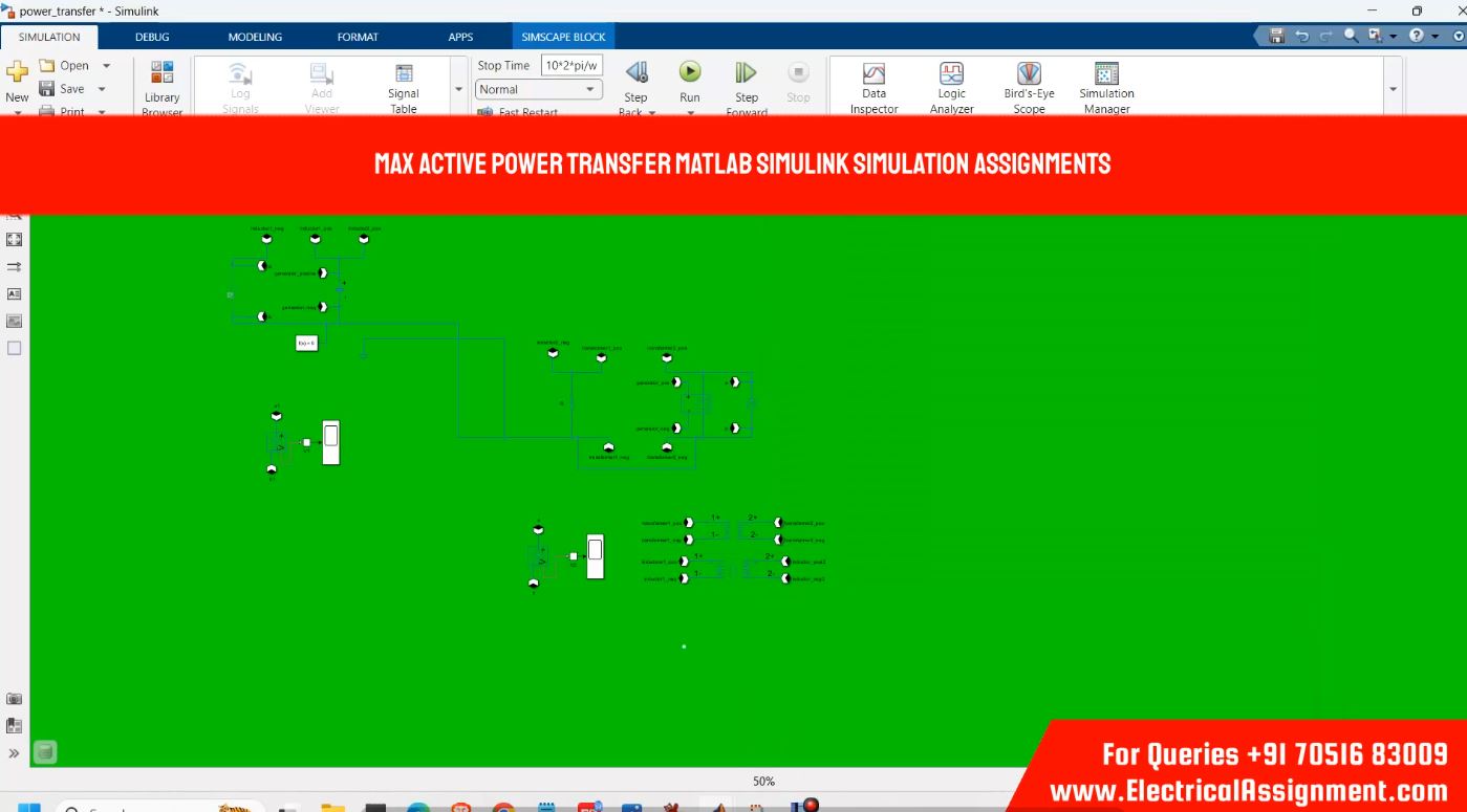 Max Active Power Transfer Matlab Simulink simulation assignments simulation output result 1 Max Active Power Transfer Matlab Simulink simulation assignments simulation output result 1