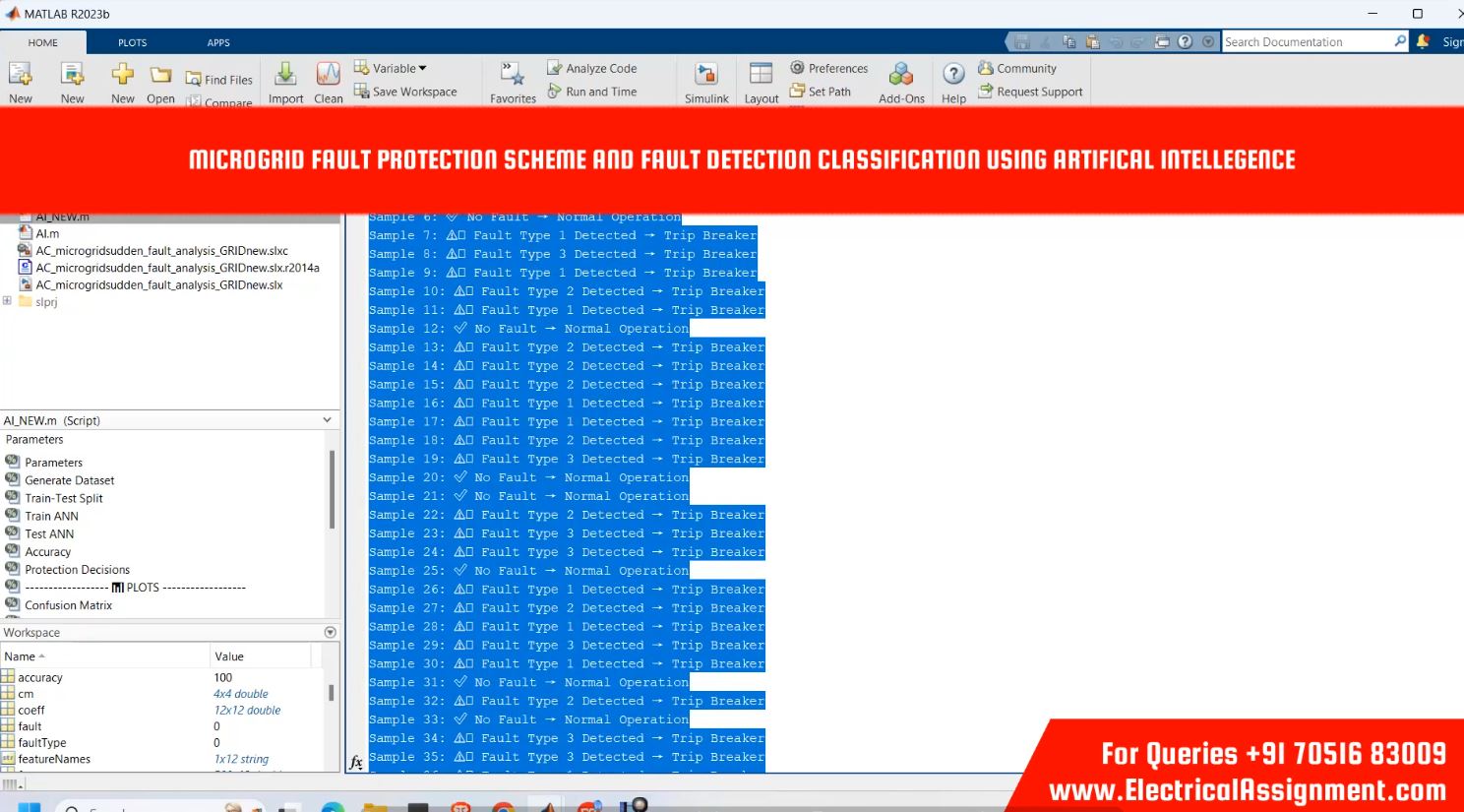 MICROGRID FAULT PROTECTION SCHEME AND FAULT DETECTION CLASSIFICATION USING ARTIFICAL INTELLEGENCE simulation output result 7 MICROGRID FAULT PROTECTION SCHEME AND FAULT DETECTION CLASSIFICATION USING ARTIFICAL INTELLEGENCE simulation output result 7