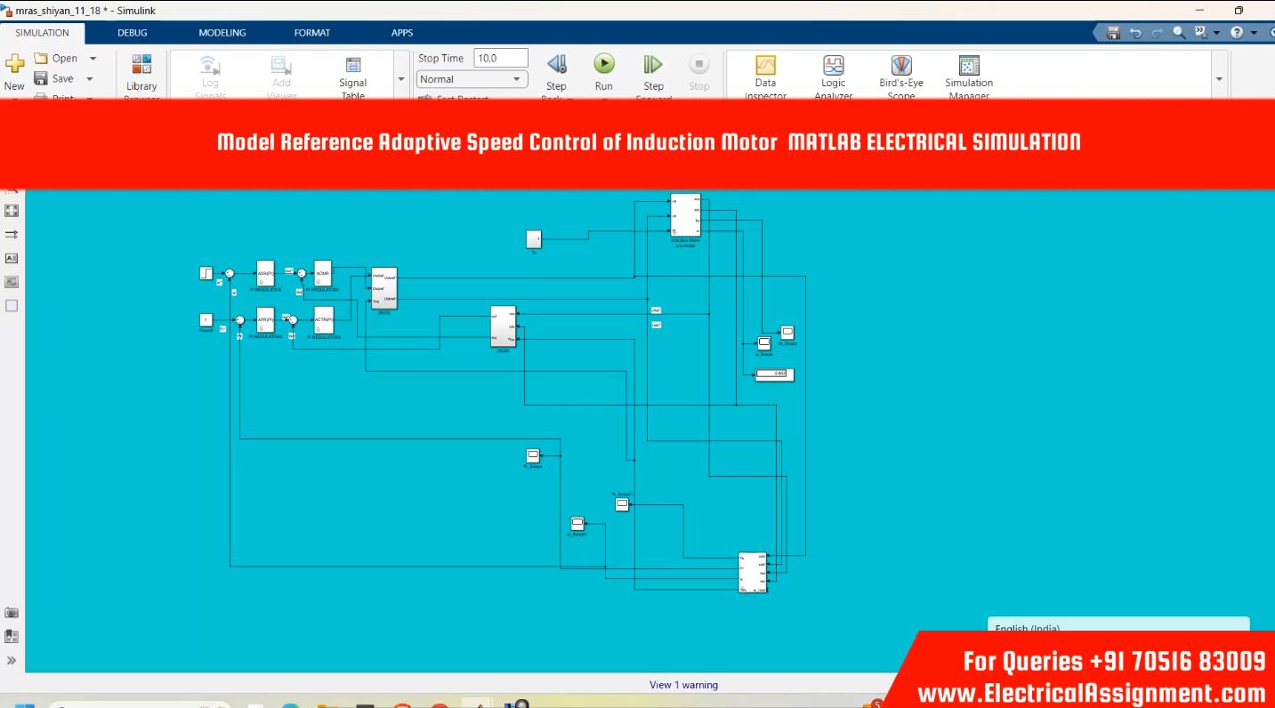 Model Reference Adaptive Speed Control of Induction Motor MATLAB ELECTRICAL SIMULATION simulation output result 2 Model Reference Adaptive Speed Control of Induction Motor MATLAB ELECTRICAL SIMULATION simulation output result 2
