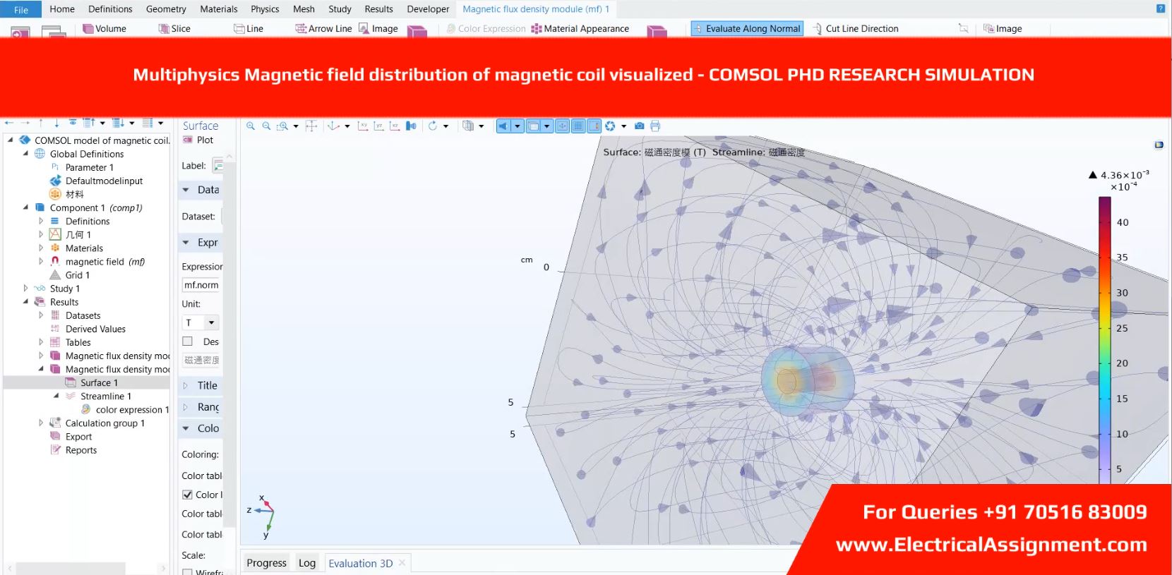 Multiphysics Magnetic field distribution of magnetic coil visualized - COMSOL PHD RESEARCH SIMULATION simulation output result 5 Multiphysics Magnetic field distribution of magnetic coil visualized - COMSOL PHD RESEARCH SIMULATION simulation output result 5
