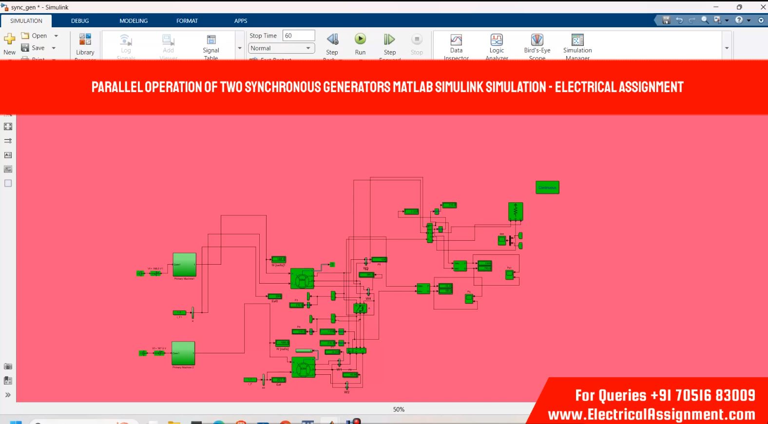Parallel operation of two synchronous generators Matlab Simulink simulation simulation output result 1 Parallel operation of two synchronous generators Matlab Simulink simulation simulation output result 1