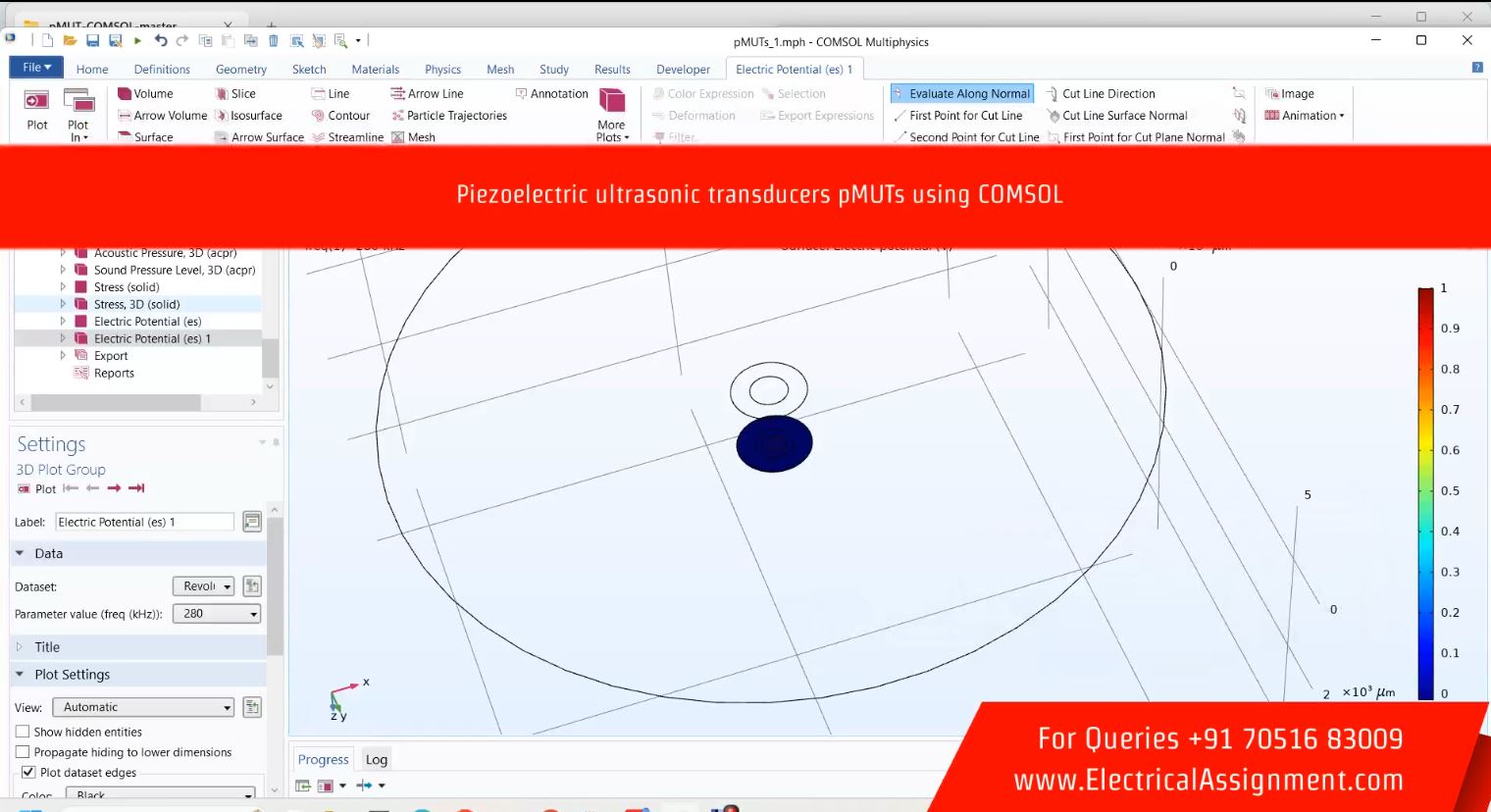 Piezoelectric ultrasonic transducers pMUTs using COMSOL simulation output result 6 Piezoelectric ultrasonic transducers pMUTs using COMSOL simulation output result 6