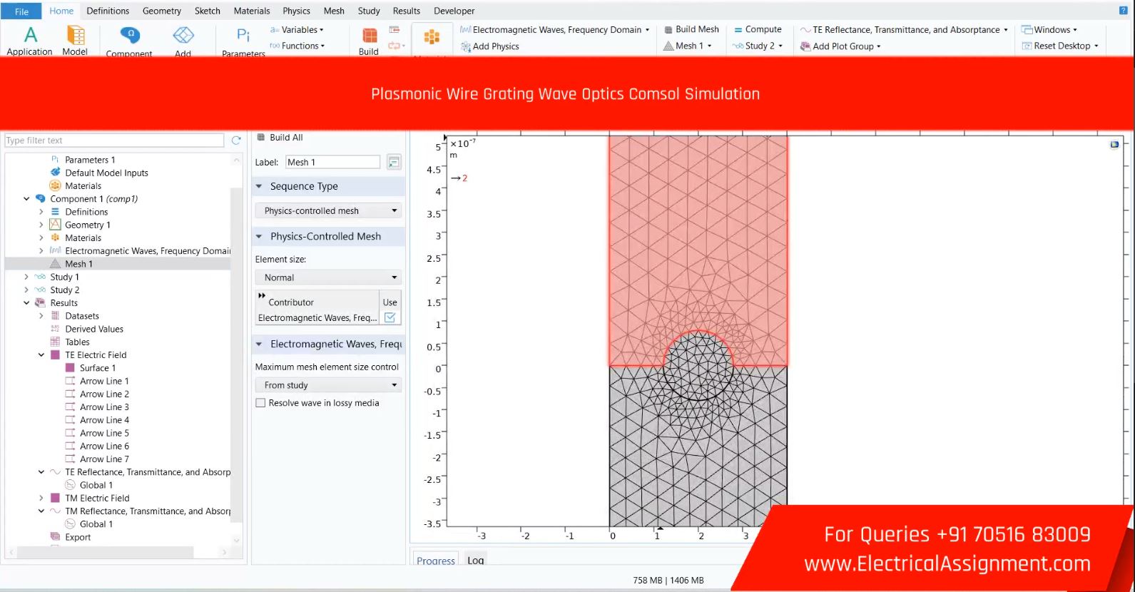 Plasmonic Wire Grating Wave Optics Comsol Simulation simulation output result 2 Plasmonic Wire Grating Wave Optics Comsol Simulation simulation output result 2