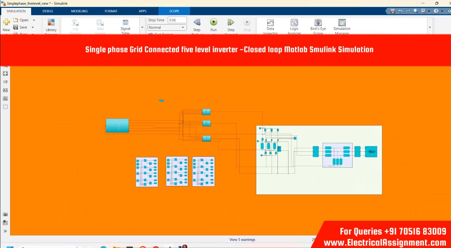 Single phase Grid Connected five level inverter -Closed loop Matlab Smulink Simulation simulation output result 2 Single phase Grid Connected five level inverter -Closed loop Matlab Smulink Simulation simulation output result 2