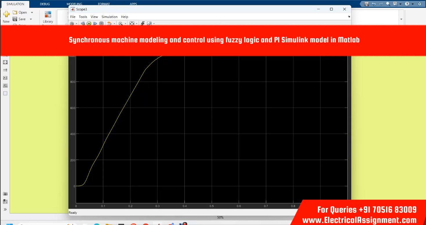 Synchronous machine modeling and control using fuzzy logic and PI Simulink model in Matlab simulation output result 1 Synchronous machine modeling and control using fuzzy logic and PI Simulink model in Matlab simulation output result 1