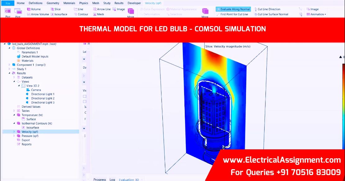 THERMAL MODEL FOR LED BULB - COMSOL SIMULATION simulation output result 2 THERMAL MODEL FOR LED BULB - COMSOL SIMULATION simulation output result 2
