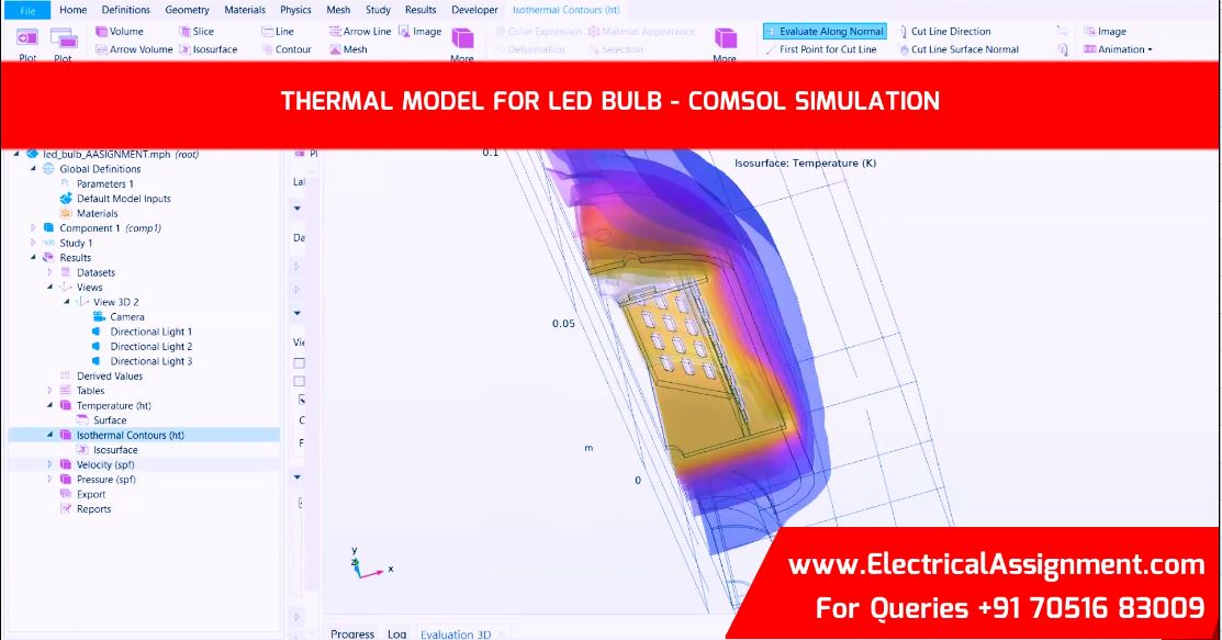 THERMAL MODEL FOR LED BULB - COMSOL SIMULATION simulation output result 3 THERMAL MODEL FOR LED BULB - COMSOL SIMULATION simulation output result 3