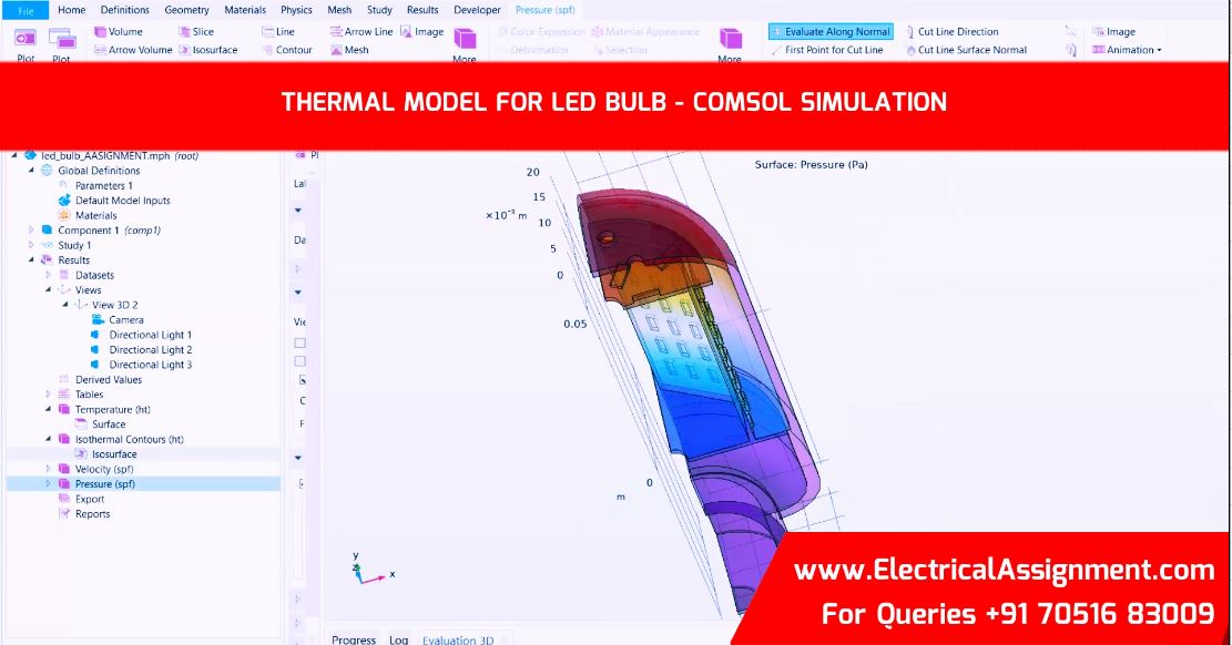 THERMAL MODEL FOR LED BULB - COMSOL SIMULATION simulation output result 4 THERMAL MODEL FOR LED BULB - COMSOL SIMULATION simulation output result 4
