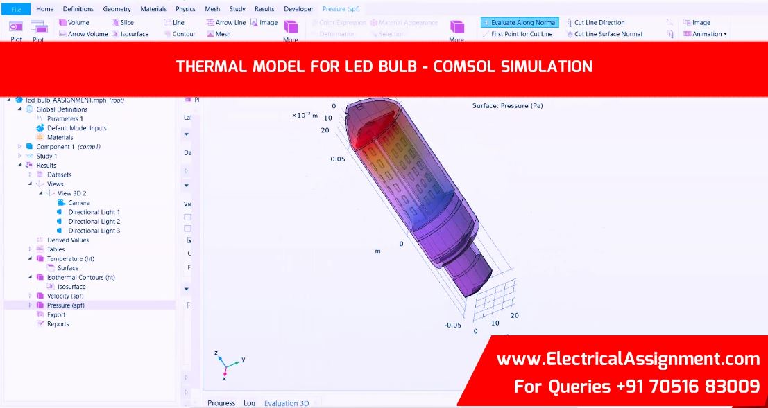 THERMAL MODEL FOR LED BULB - COMSOL SIMULATION simulation output result 6 THERMAL MODEL FOR LED BULB - COMSOL SIMULATION simulation output result 6