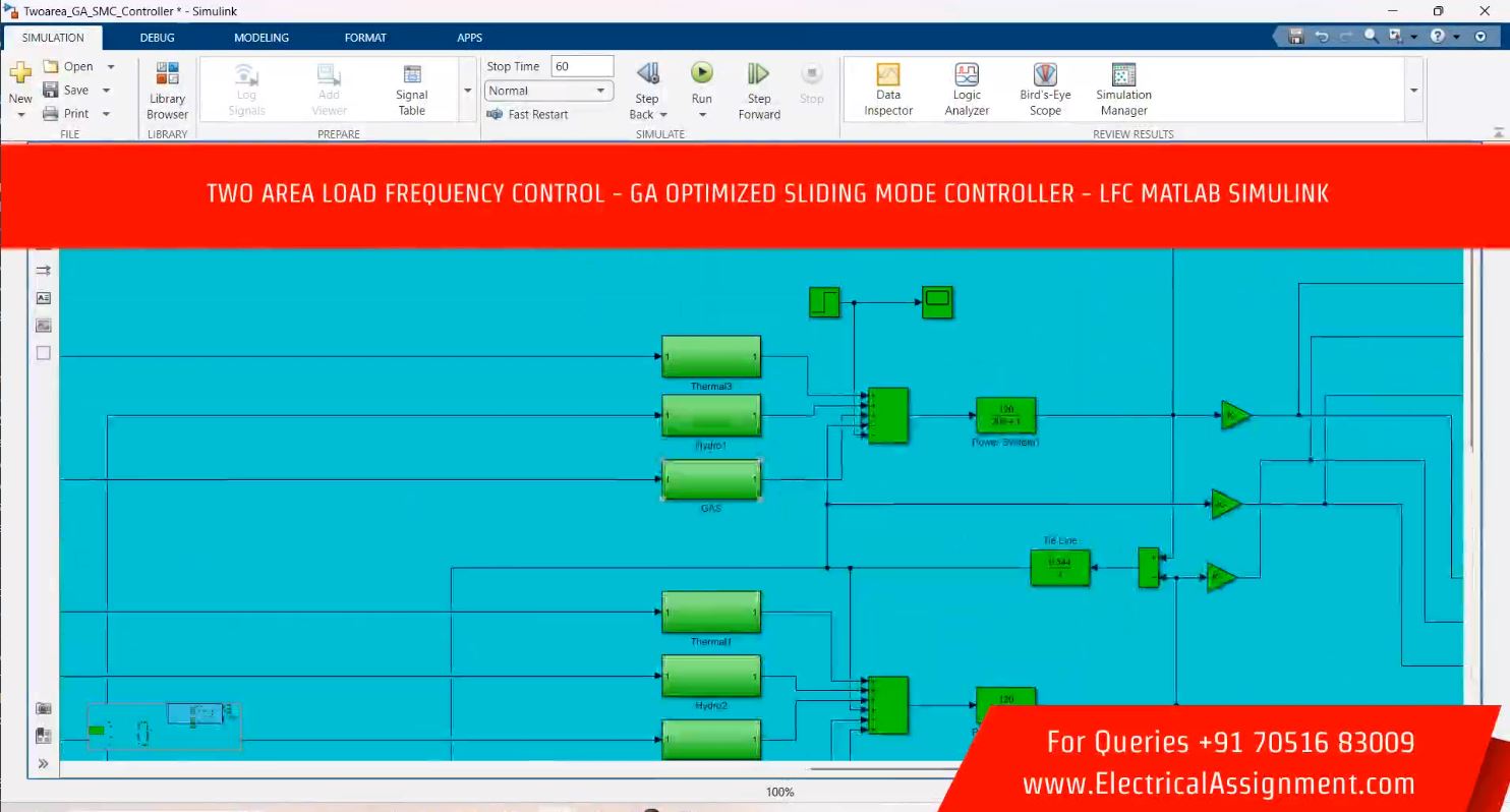 TWO AREA LOAD FREQUENCY CONTROL - GA OPTIMIZED SLIDING MODE CONTROLLER - LFC MATLAB SIMULINK simulation output result 1 TWO AREA LOAD FREQUENCY CONTROL - GA OPTIMIZED SLIDING MODE CONTROLLER - LFC MATLAB SIMULINK simulation output result 1