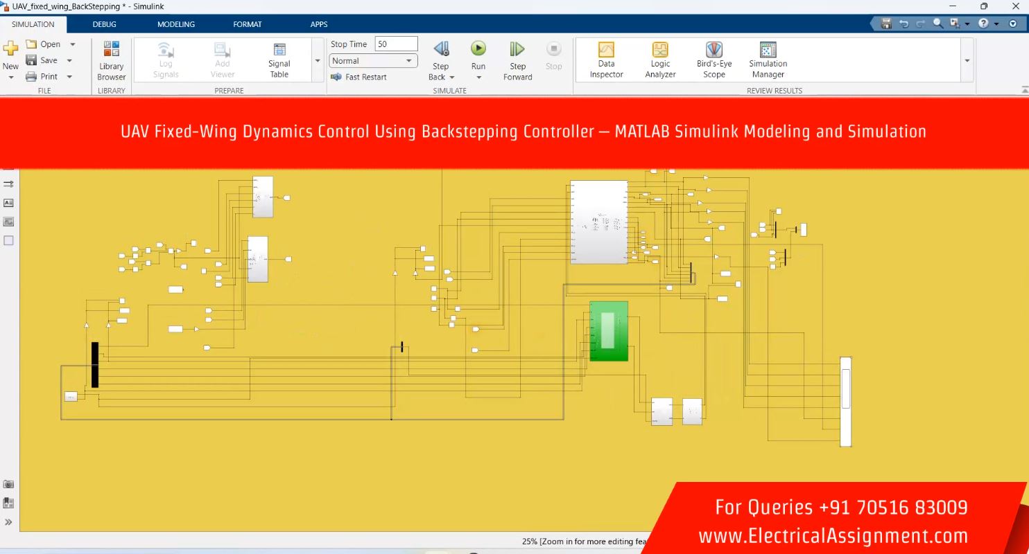 UAV Fixed-Wing Dynamics Control Using Backstepping Controller – MATLAB Simulink Modeling and Simulation simulation output result 1 UAV Fixed-Wing Dynamics Control Using Backstepping Controller – MATLAB Simulink Modeling and Simulation simulation output result 1