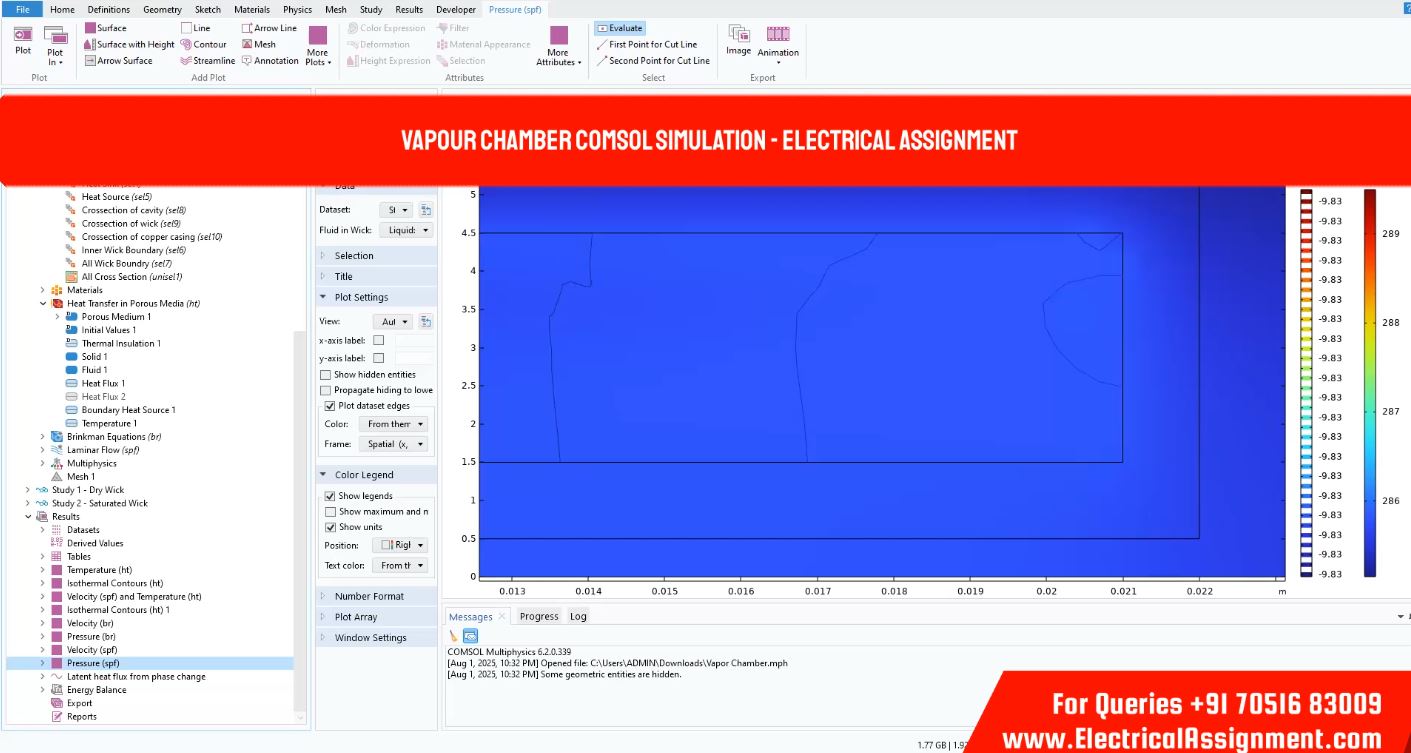 VAPOUR CHAMBER COMSOL SIMULATION simulation output result 3 VAPOUR CHAMBER COMSOL SIMULATION simulation output result 3