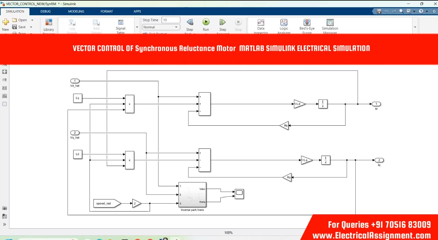 VECTOR CONTROL OF Synchronous Reluctance Motor MATLAB SIMULINK ELECTRICAL SIMULATION simulation output result 1 VECTOR CONTROL OF Synchronous Reluctance Motor MATLAB SIMULINK ELECTRICAL SIMULATION simulation output result 1