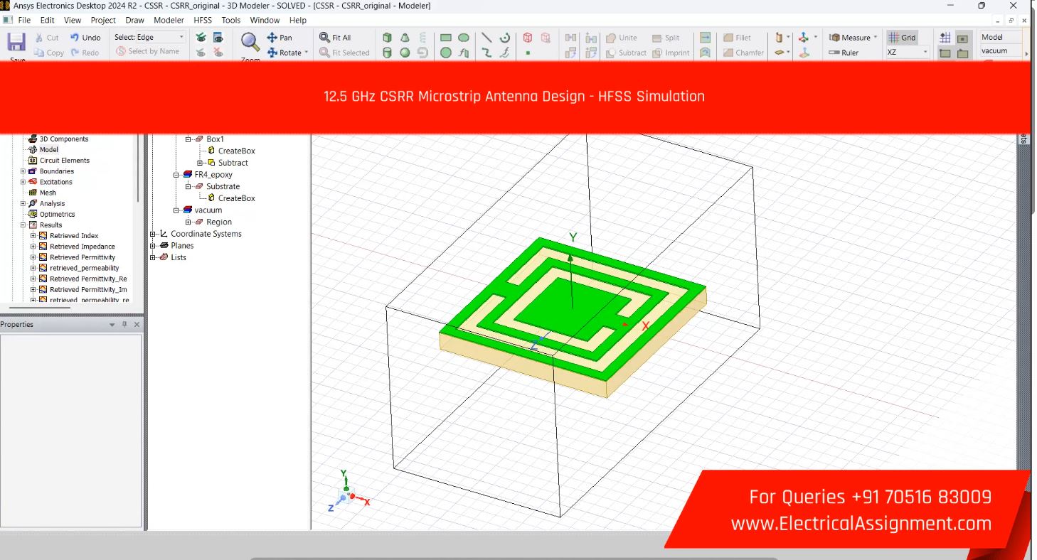 12.5 GHz CSRR Microstrip Antenna Design - HFSS Simulation simulation project image