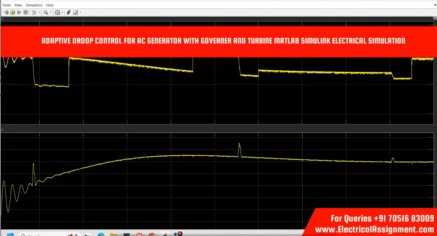 Adaptive Droop Control For Ac Generator With Governer And Turbine MATLAB Simulink Electrical Simulation simulation project image