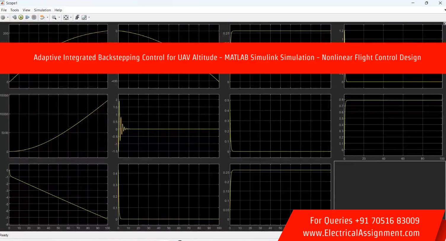 Adaptive Integrated Backstepping Control for UAV Altitude - MATLAB Simulink Simulation - Nonlinear Flight Control Design simulation project image