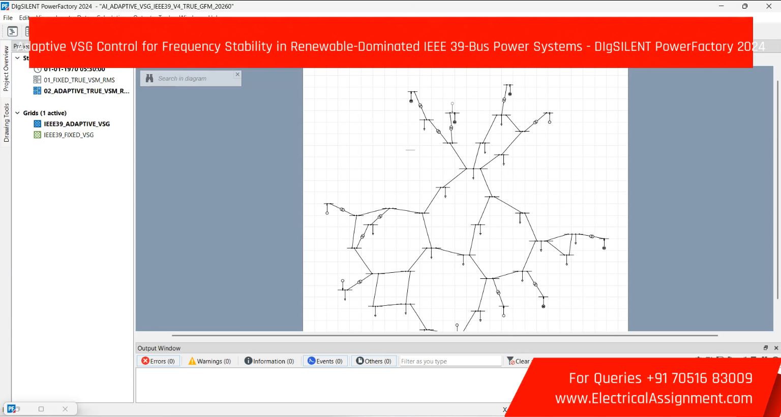 Adaptive VSG Control for Frequency Stability in Renewable-Dominated IEEE 39-Bus Power Systems - DIgSILENT PowerFactory 2024 simulation project image