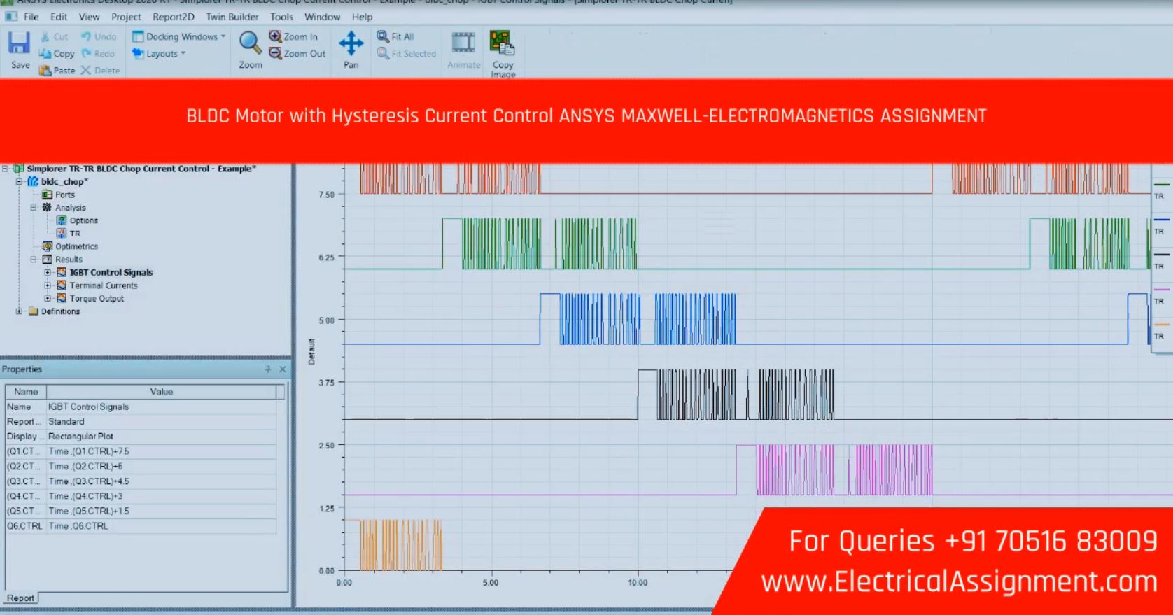 BLDC Motor with Hysteresis Current Control ANSYS MAXWELL-ELECTROMAGNETICS ASSIGNMENT simulation project image