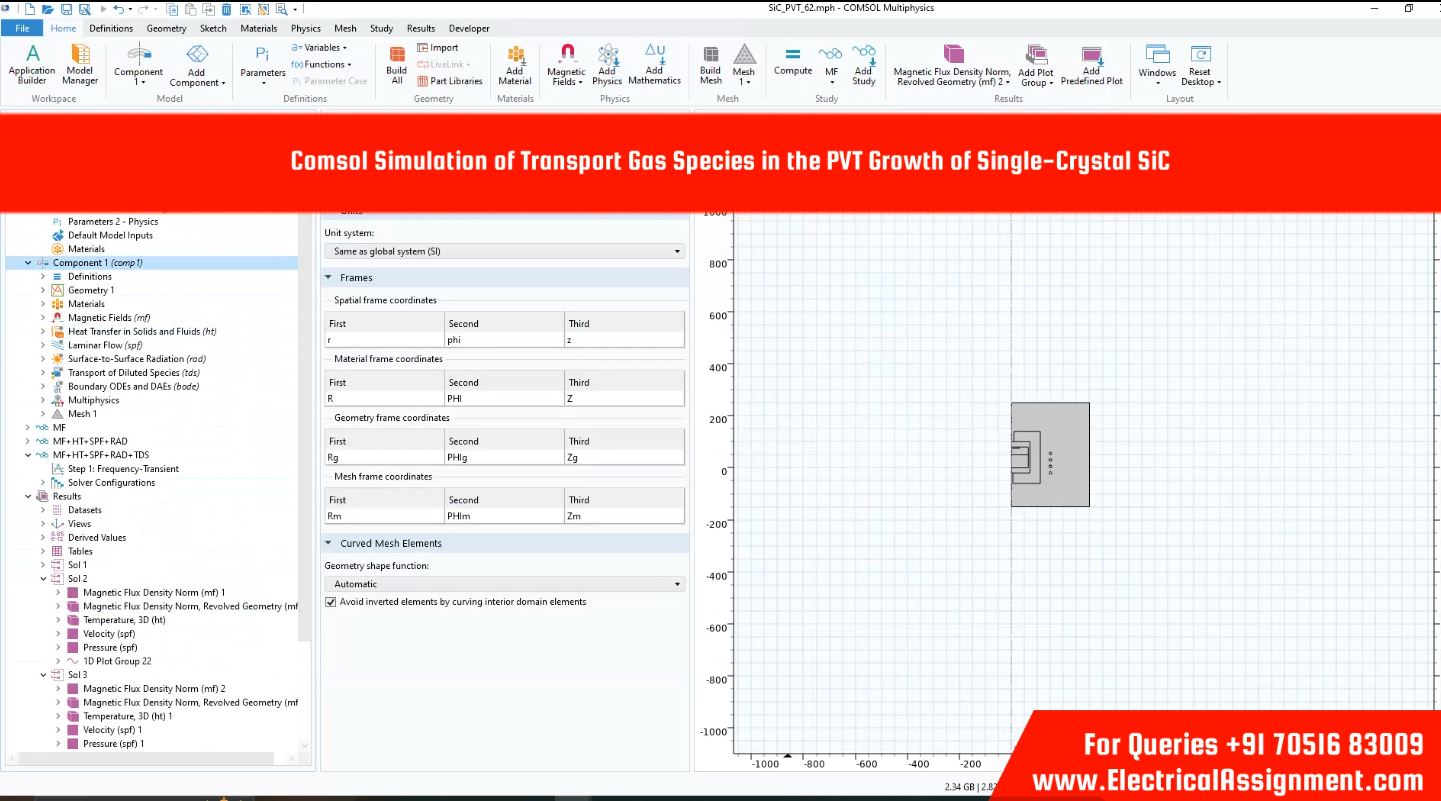 COMSOL Simulation of Transport Gas Species in the PVT Growth of Single-Crystal SiC simulation project image