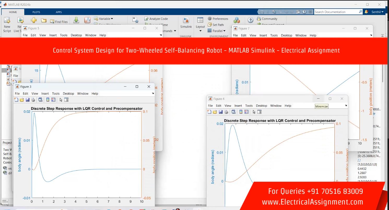 Control System Design for Two-Wheeled Self-Balancing Robot - MATLAB Simulink - simulation project image