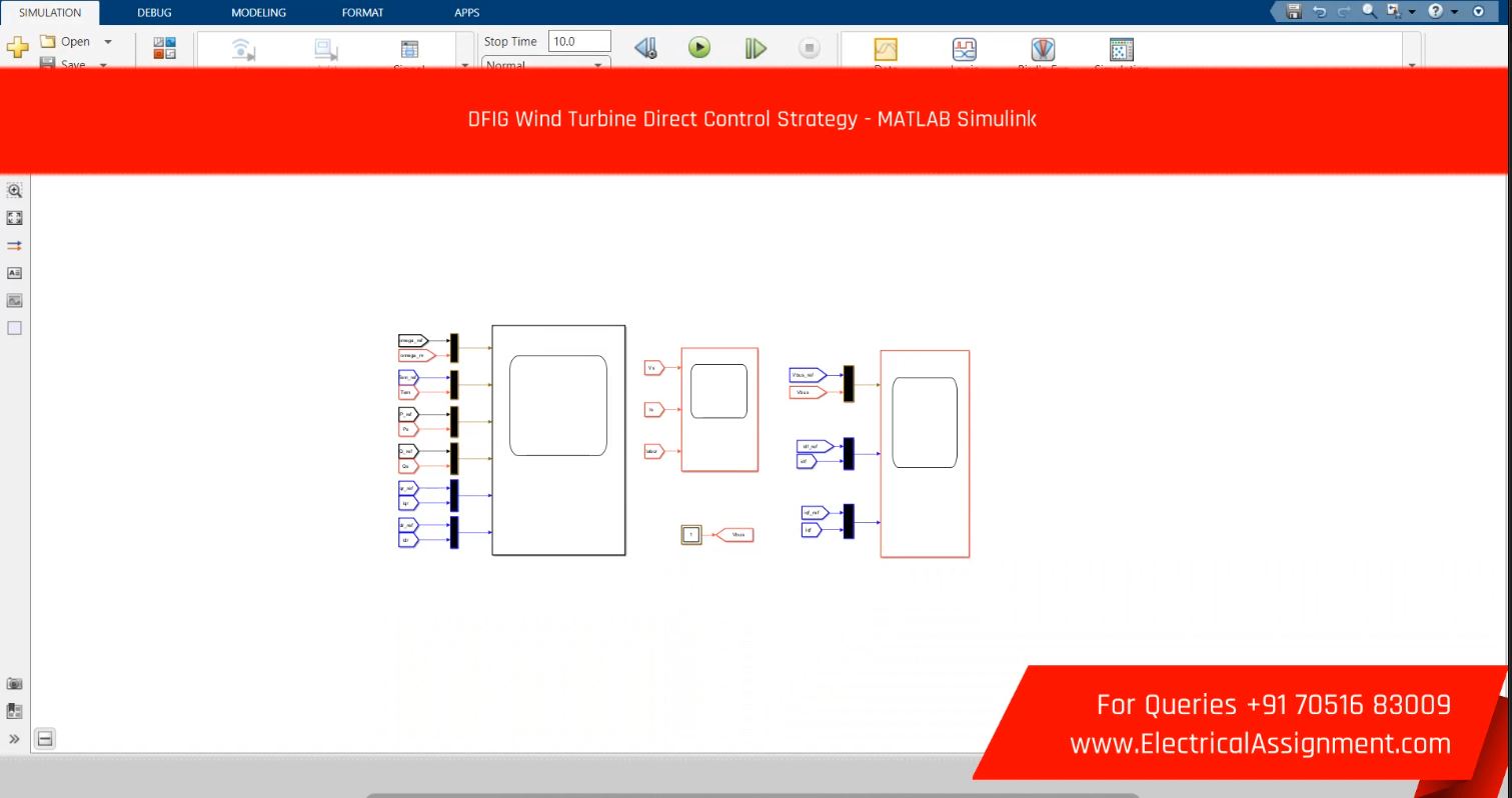 DFIG Wind Turbine Direct Control Strategy - MATLAB Simulink simulation project image