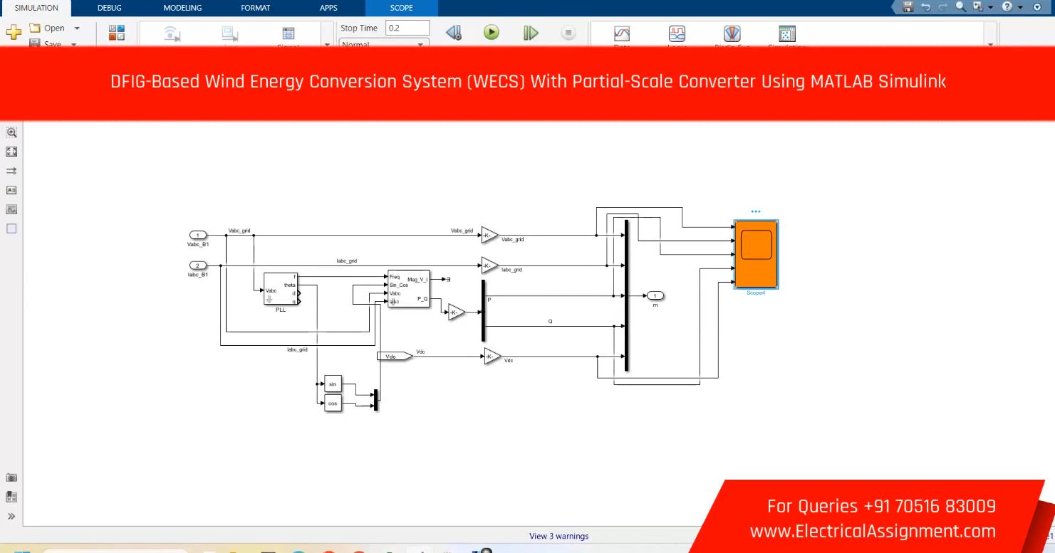 DFIG-Based Wind Energy Conversion System (WECS) With Partial-Scale Converter Using MATLAB Simulink simulation project image