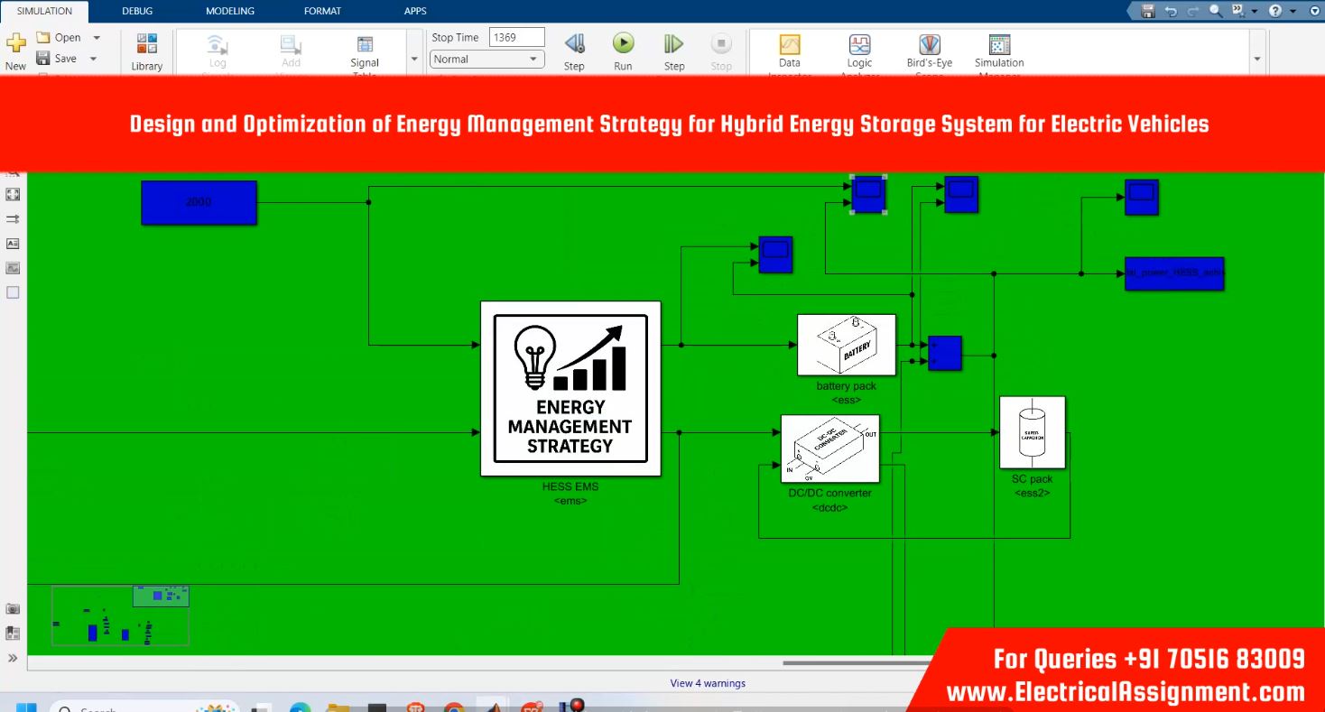 Design and Optimization of Energy Management Strategy for Hybrid Energy Storage System for Electric Vehicles simulation project image