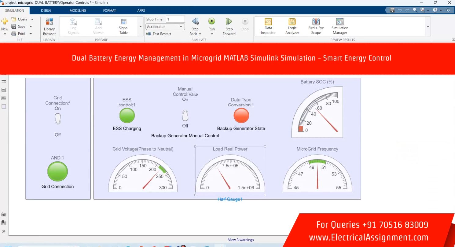 Dual Battery Energy Management in Microgrid MATLAB Simulink Simulation - Smart Energy Control simulation project image