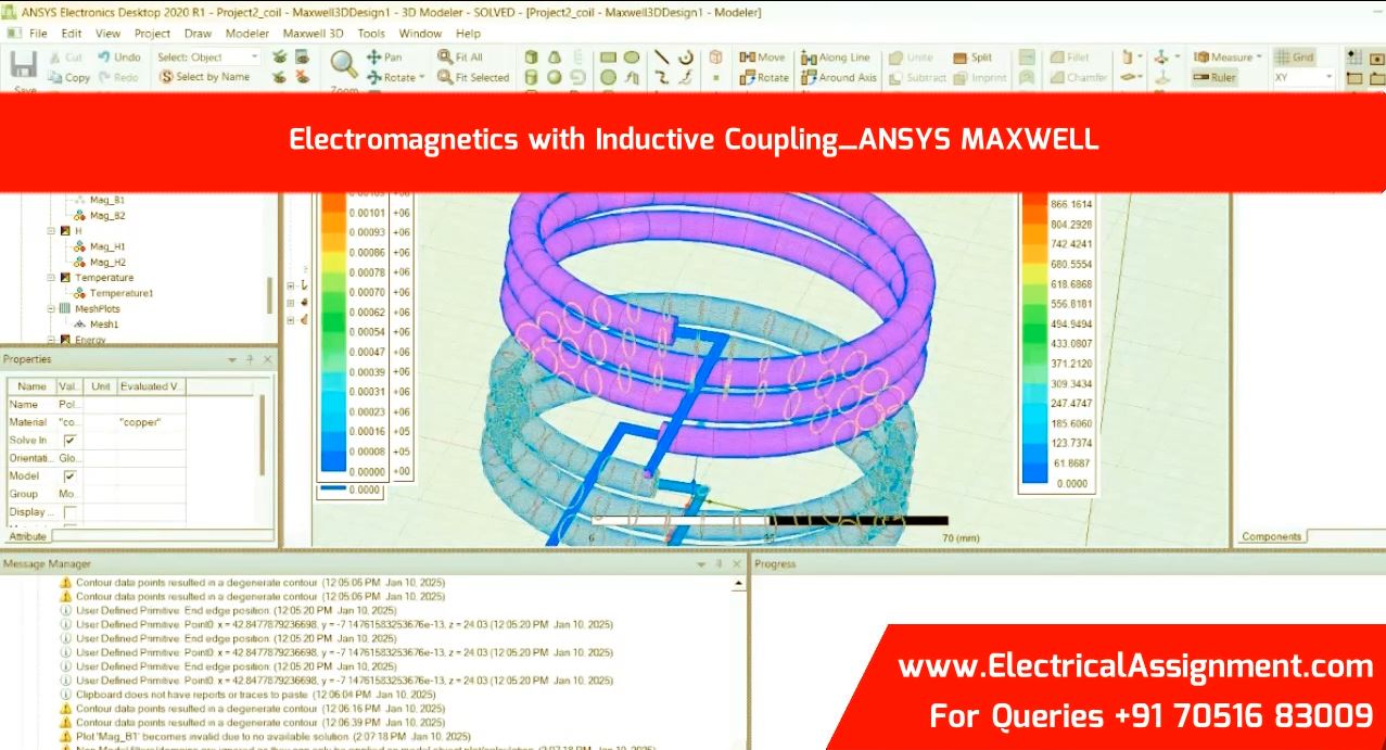 Electromagnetics with Inductive Coupling ANSYS MAXWELL simulation project image