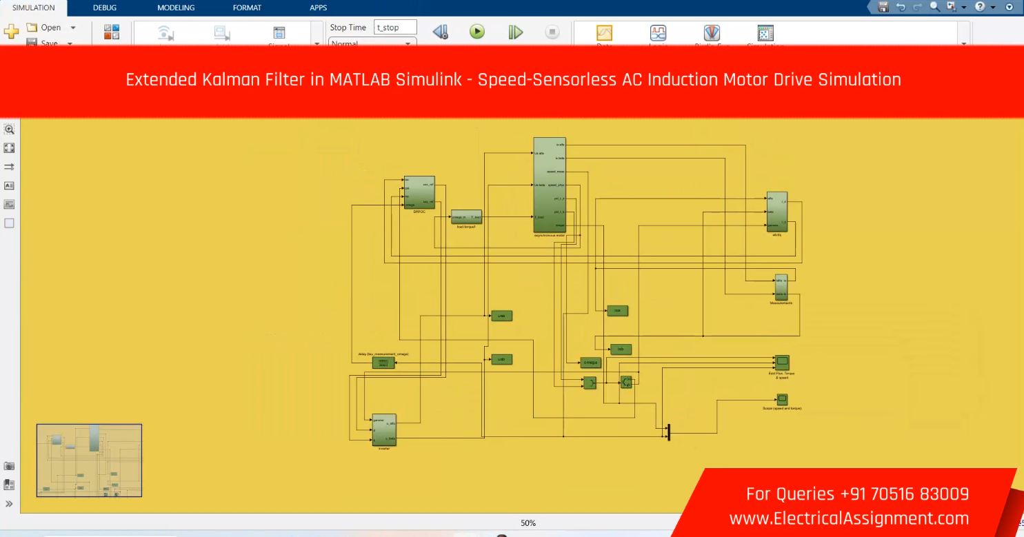 Extended Kalman Filter in MATLAB Simulink - Speed-Sensorless AC Induction Motor Drive Simulation simulation project image