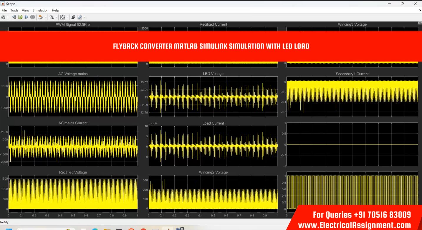Flyback Converter MATLAB Simulink Simulation With Led Load simulation project image