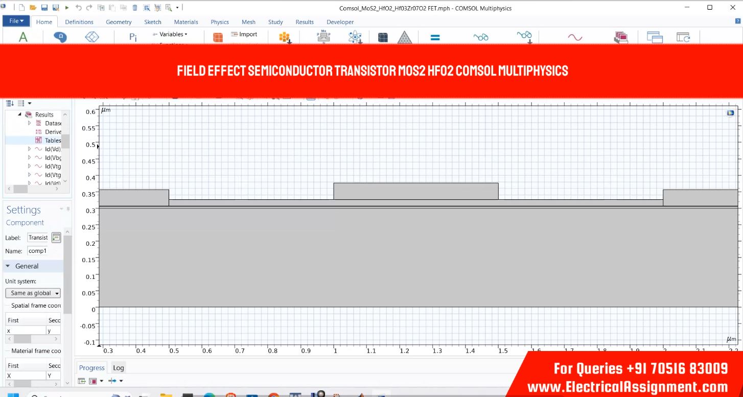Field Effect Semiconductor Transistor MoS2 HfO2 COMSOL Multiphysics simulation project image