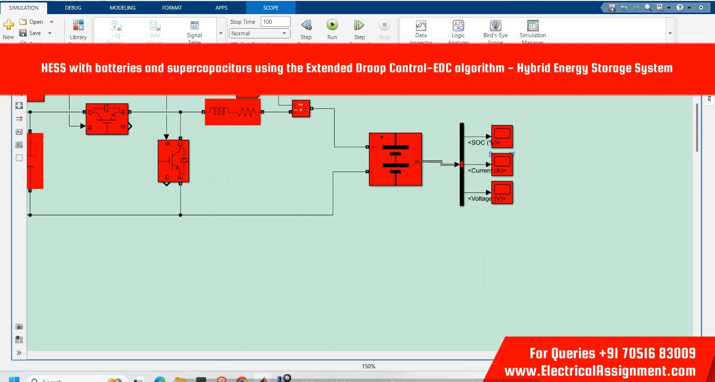 HESS with batteries and supercapacitors using the Extended Droop Control-EDC algorithm - Hybrid Energy Storage System simulation project image